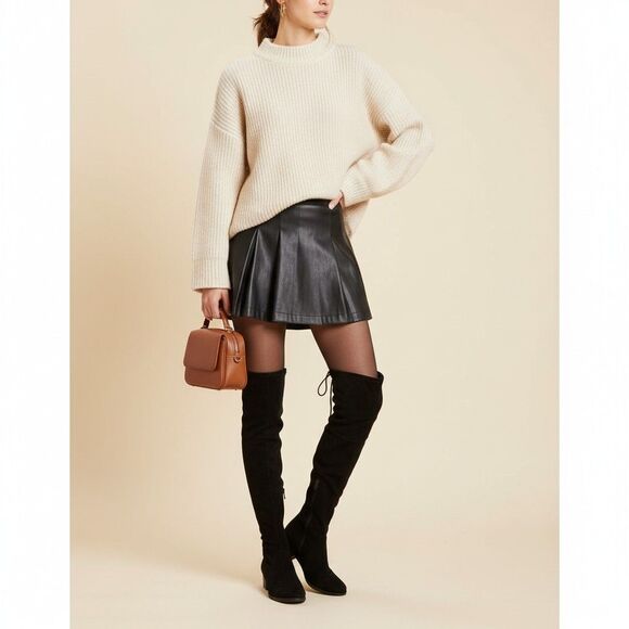 Unisa Thigh High Over The Knee Sock Boots 8.5 Faux Suede Black Low Block Heel - Picture 14 of 14